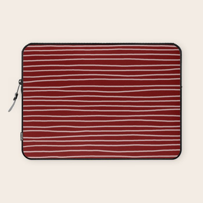 Crimson Pinstripes Laptop Sleeve Gallery Image 1