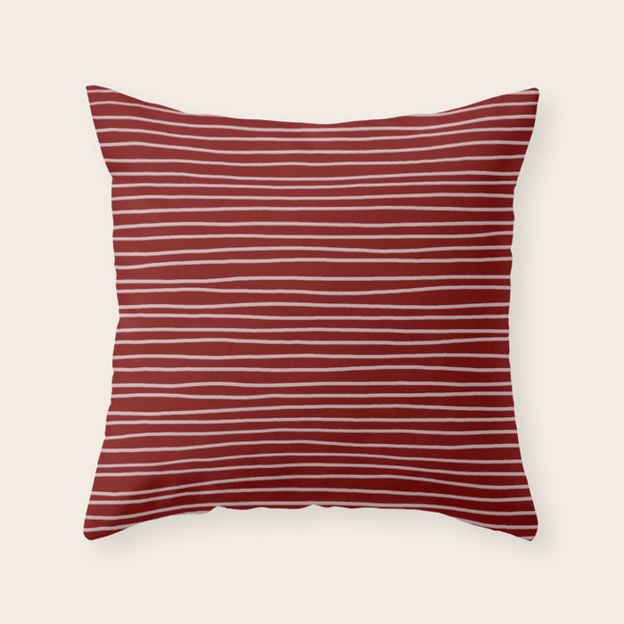 Crimson Pinstripes Throw Pillow Gallery Image 1