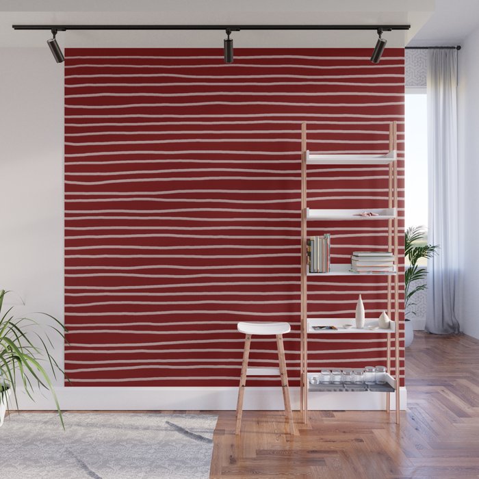 Crimson Pinstripes Wall Mural Gallery Image 1