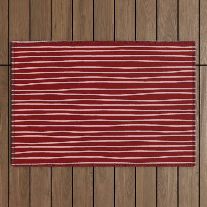 Crimson Pinstripes Outdoor Rug Gallery Image 1