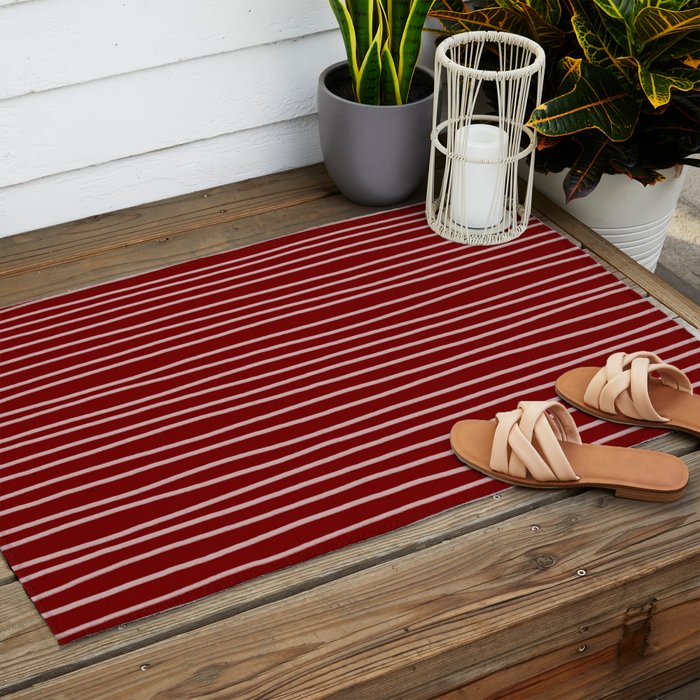 Crimson Pinstripes Outdoor Rug Gallery Image 2