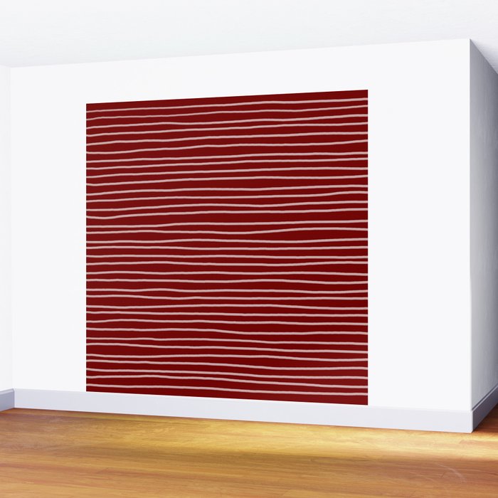 Crimson Pinstripes Wall Mural Gallery Image 2