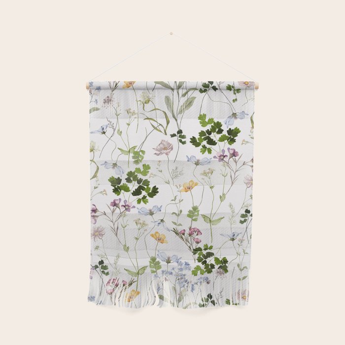 Hand Painted Watercolor Springflowers And Herbs Meadow  Wall Hanging Gallery Image 1