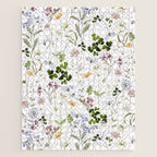 Hand Painted Watercolor Springflowers And Herbs Meadow  Jigsaw Puzzle Gallery Image 1