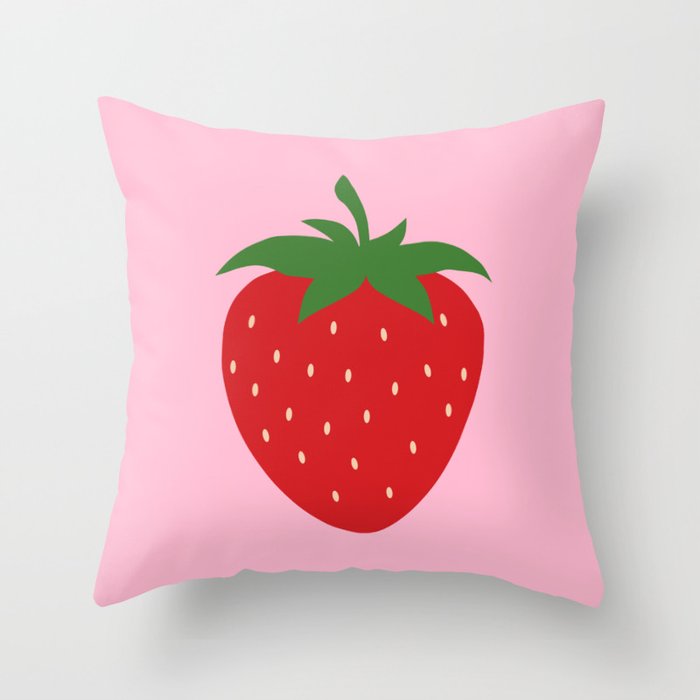 Fruit Market Print Pink Strawberry Print Fruit Art Modern Decor Food Art Abstract Throw Pillow Gallery Image 6