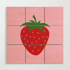 Fruit Market Print Pink Strawberry Print Fruit Art Modern Decor Food Art Abstract Wood Wall Art Gallery Image 1