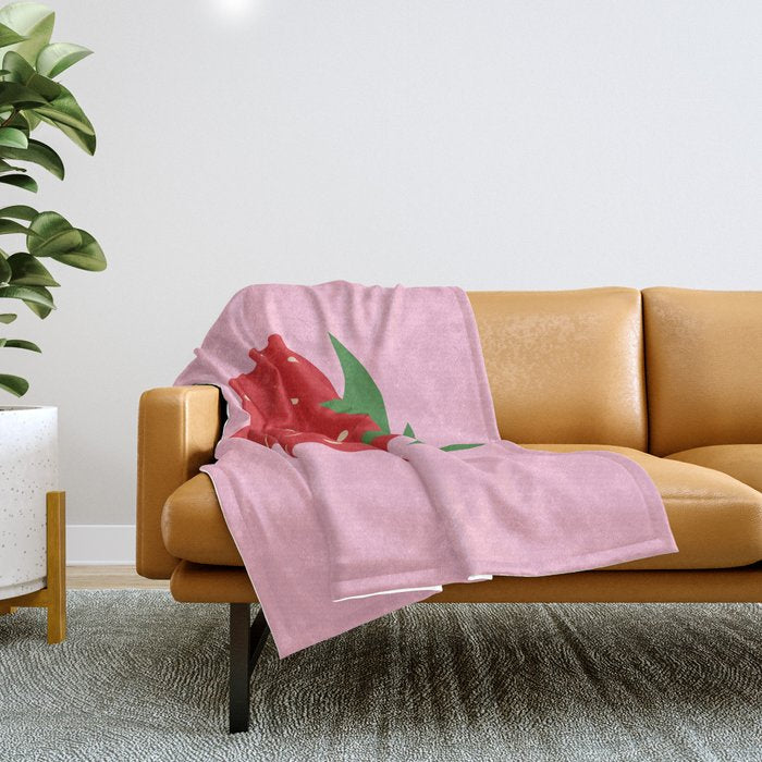 Fruit Market Print Pink Strawberry Print Fruit Art Modern Decor Food Art Abstract Throw Blanket Gallery Image 1
