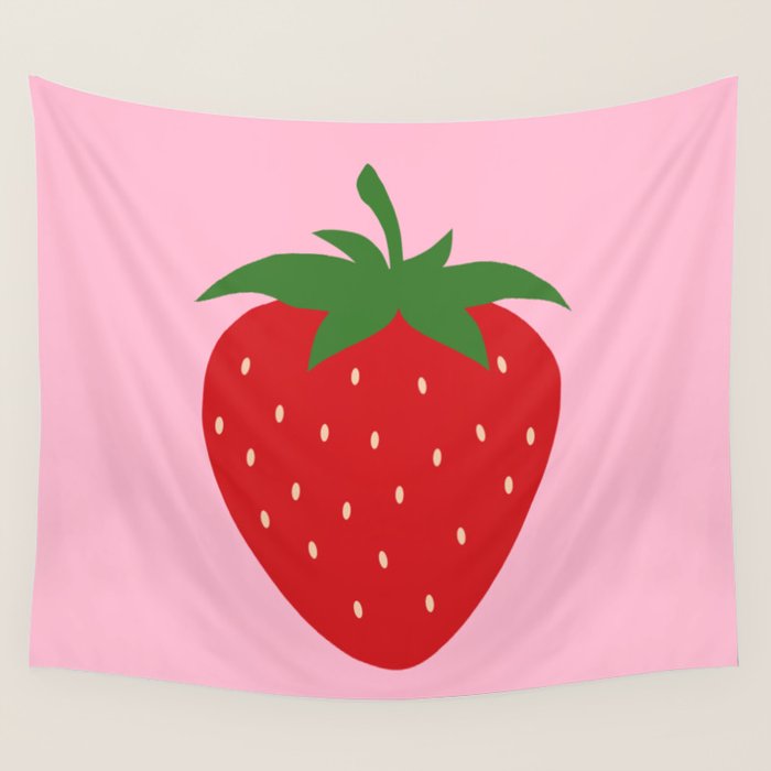 Fruit Market Print Pink Strawberry Print Fruit Art Modern Decor Food Art Abstract Wall Tapestry Gallery Image 1