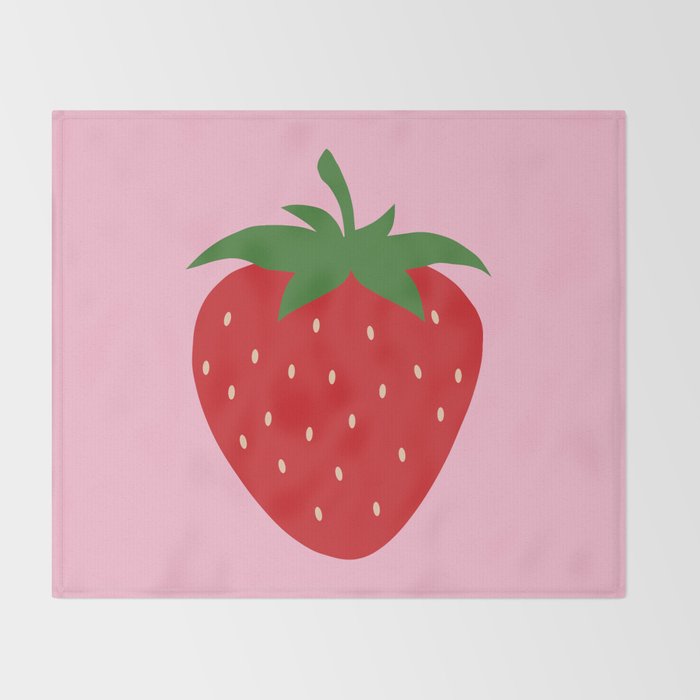 Fruit Market Print Pink Strawberry Print Fruit Art Modern Decor Food Art Abstract Throw Blanket Gallery Image 2