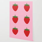Fruit Market Print Pink Strawberry Print Fruit Art Modern Decor Food Art Abstract Wallpaper Gallery Image 2