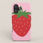 Fruit Market Print Pink Strawberry Print Fruit Art Modern Decor Food Art Abstract iPhone Case Gallery Image 1