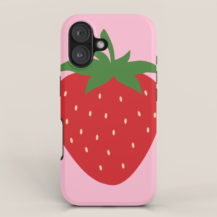 Fruit Market Print Pink Strawberry Print Fruit Art Modern Decor Food Art Abstract iPhone Case Gallery Image 1