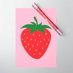 Fruit Market Print Pink Strawberry Print Fruit Art Modern Decor Food Art Abstract Wrapping Paper Gallery Image 1
