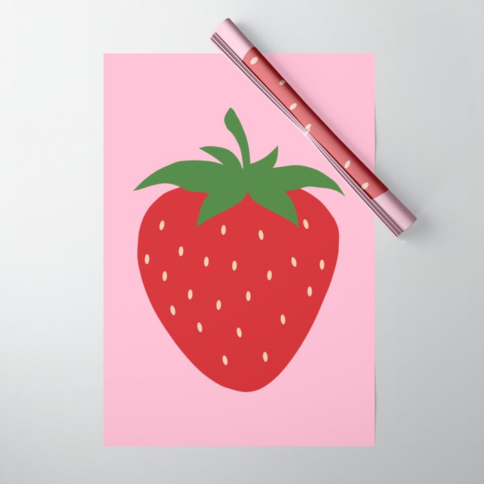 Fruit Market Print Pink Strawberry Print Fruit Art Modern Decor Food Art Abstract Wrapping Paper Gallery Image 1