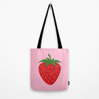Fruit Market Print Pink Strawberry Print Fruit Art Modern Decor Food Art Abstract Tote Bag Gallery Image 2