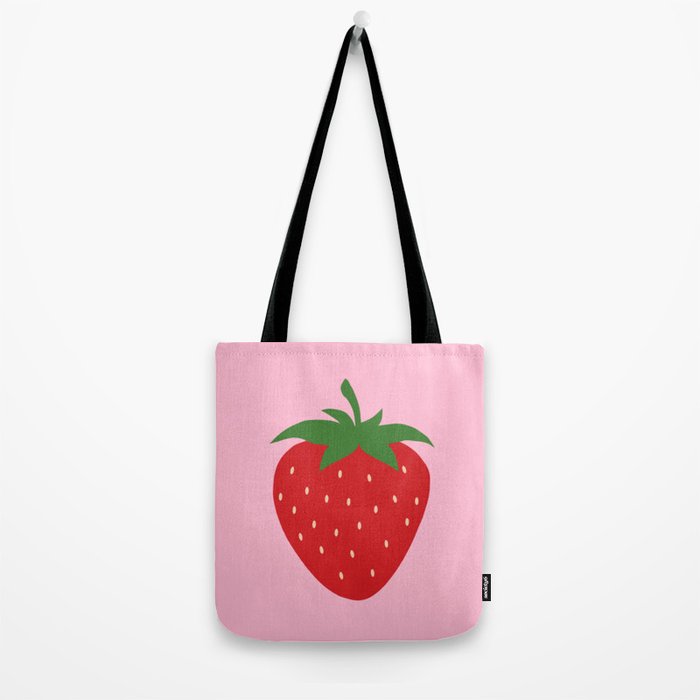 Fruit Market Print Pink Strawberry Print Fruit Art Modern Decor Food Art Abstract Tote Bag Gallery Image 2
