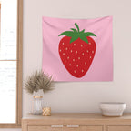 Fruit Market Print Pink Strawberry Print Fruit Art Modern Decor Food Art Abstract Wall Tapestry Gallery Image 2