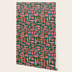 Simple Hand-cut Pattern #5 / Pink & Green Wallpaper Gallery Image 2