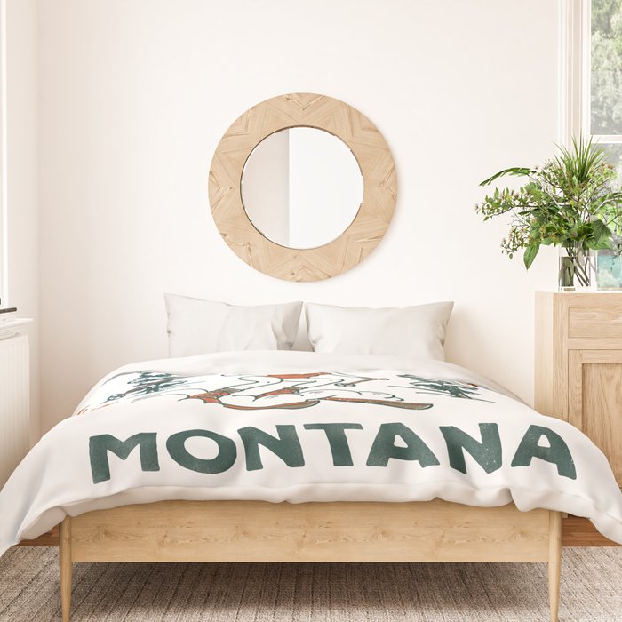 Big Sky Montana: Pants Are For Tourists. Cute & Funny Beer & Ski Design Duvet Cover Gallery Image 3
