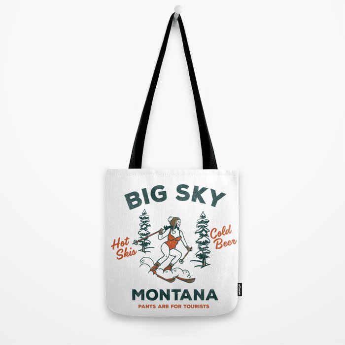 Big Sky Montana: Pants Are For Tourists. Cute & Funny Beer & Ski Design Tote Bag Gallery Image 2