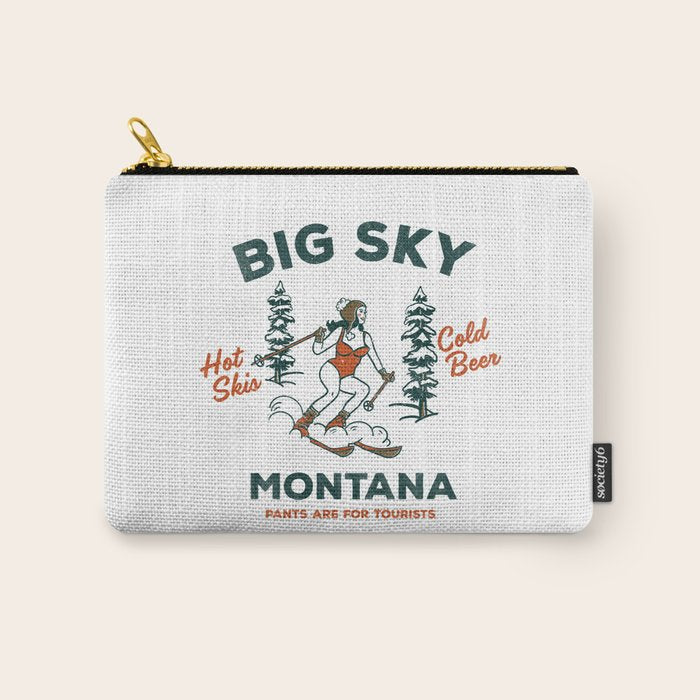 Big Sky Montana: Pants Are For Tourists. Cute & Funny Beer & Ski Design Carry All Pouch Gallery Image 1