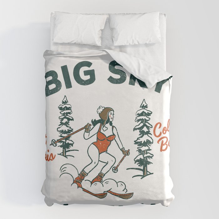 Big Sky Montana: Pants Are For Tourists. Cute & Funny Beer & Ski Design Duvet Cover Gallery Image 1