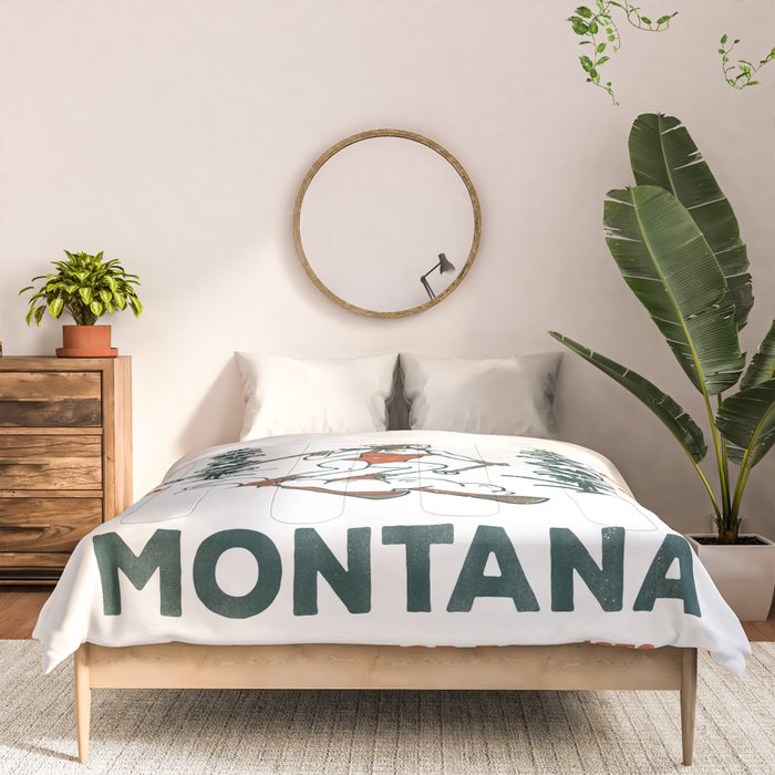 Big Sky Montana: Pants Are For Tourists. Cute & Funny Beer & Ski Design Comforter Gallery Image 3
