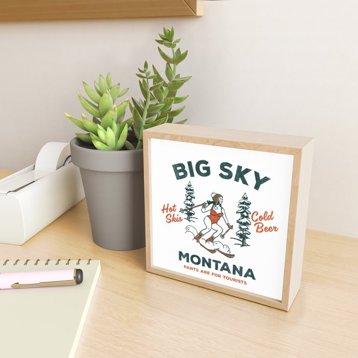 Big Sky Montana: Pants Are For Tourists. Cute & Funny Beer & Ski Design Mini Art Print Gallery Image 2