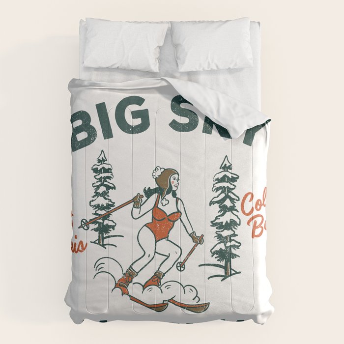 Big Sky Montana: Pants Are For Tourists. Cute & Funny Beer & Ski Design Comforter Gallery Image 6