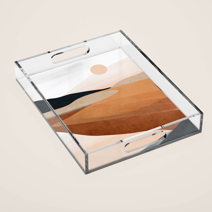 Abstract Art Landscape 41 Terracotta Acrylic Tray Gallery Image 1