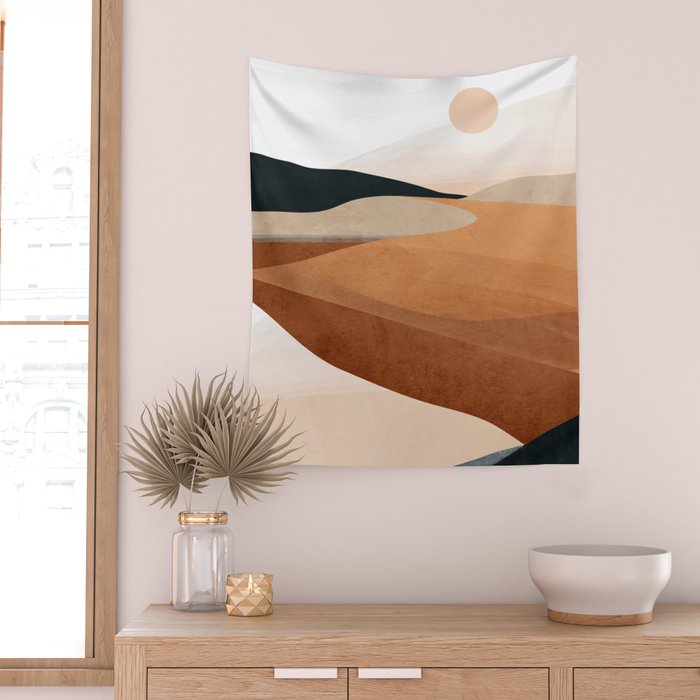 Abstract Art Landscape 41 Terracotta Wall Tapestry Gallery Image 2