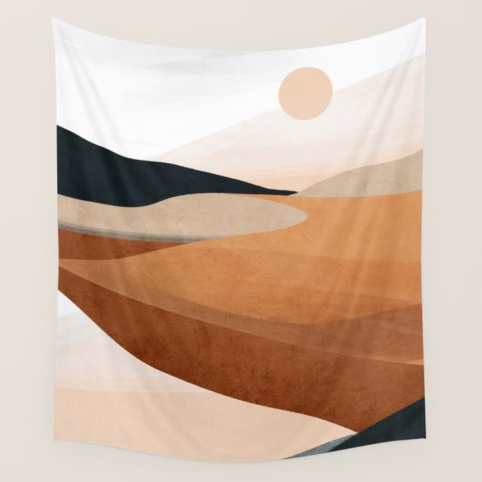 Abstract Art Landscape 41 Terracotta Wall Tapestry Gallery Image 4