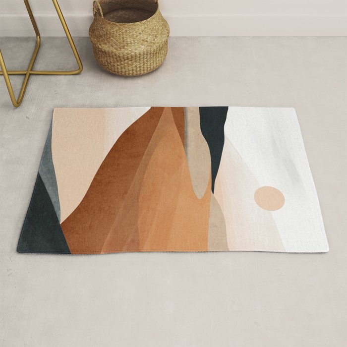 Abstract Art Landscape 41 Terracotta Rug Gallery Image 1