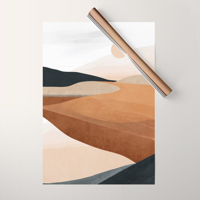Abstract Art Landscape 41 Terracotta Wrapping Paper Gallery Image 1