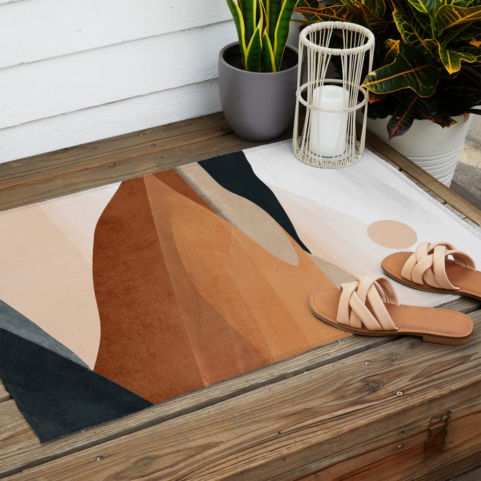 Abstract Art Landscape 41 Terracotta Outdoor Rug Gallery Image 2