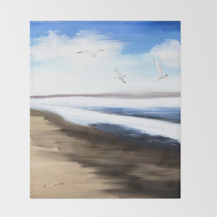 Coastal Seagulls Throw Blanket Gallery Image 2