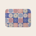 Retro Flowers Check Pattern XIII Bath Mat Gallery Image 1