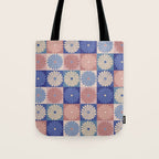 Retro Flowers Check Pattern XIII Tote Bag Gallery Image 1