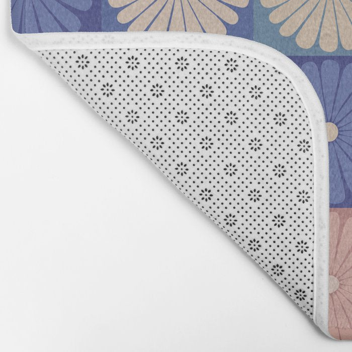 Retro Flowers Check Pattern XIII Bath Mat Gallery Image 2