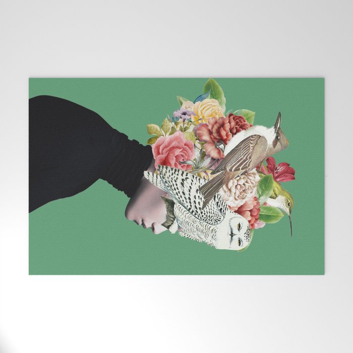 Lady with Birds(portrait) 2 Welcome Mat Gallery Image 1
