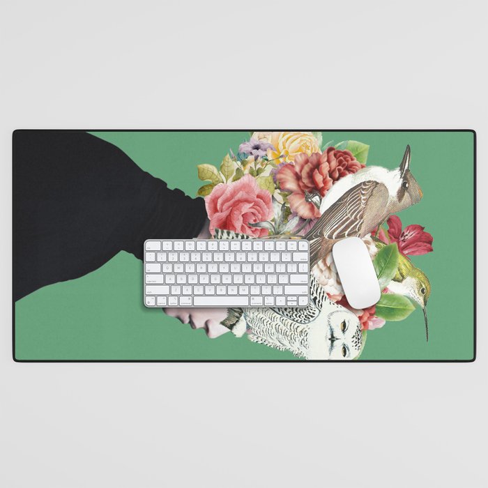 Lady with Birds(portrait) 2 Desk Mat Gallery Image 1