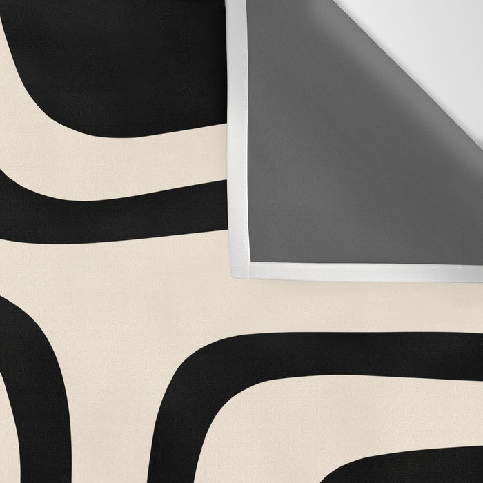 Palm Springs - Midcentury Modern Abstract Pattern in Black and Almond Cream  Wall Tapestry Gallery Image 3