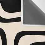 Palm Springs - Midcentury Modern Abstract Pattern in Black and Almond Cream  Wall Tapestry Gallery Image 3