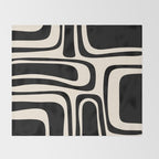 Palm Springs - Midcentury Modern Abstract Pattern in Black and Almond Cream  Throw Blanket Gallery Image 2