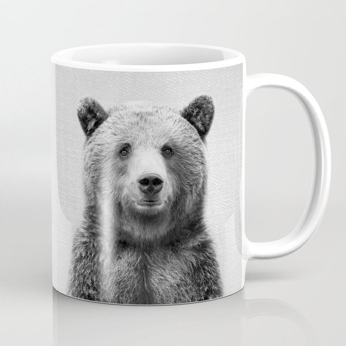 Grizzly Bear - Black & White Coffee Mug Gallery Image 1