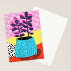 Shibby - neon 80's throwback potted plant indoor garden pink yellow red grid memphis los angeles pal Stationery Card Gallery Image 2