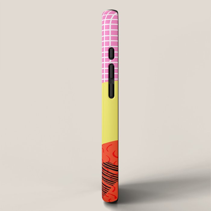 Shibby - neon 80's throwback potted plant indoor garden pink yellow red grid memphis los angeles pal iPhone Case Gallery Image 2