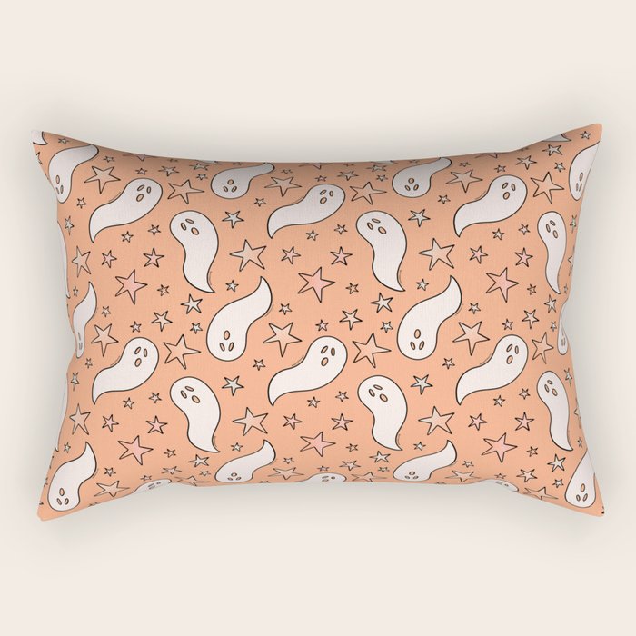 Pastel Ghost Print in Peach Rectangular Pillow Gallery Image 1