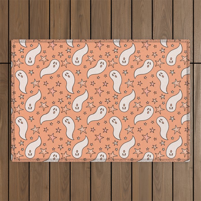 Pastel Ghost Print in Peach Outdoor Rug Gallery Image 1