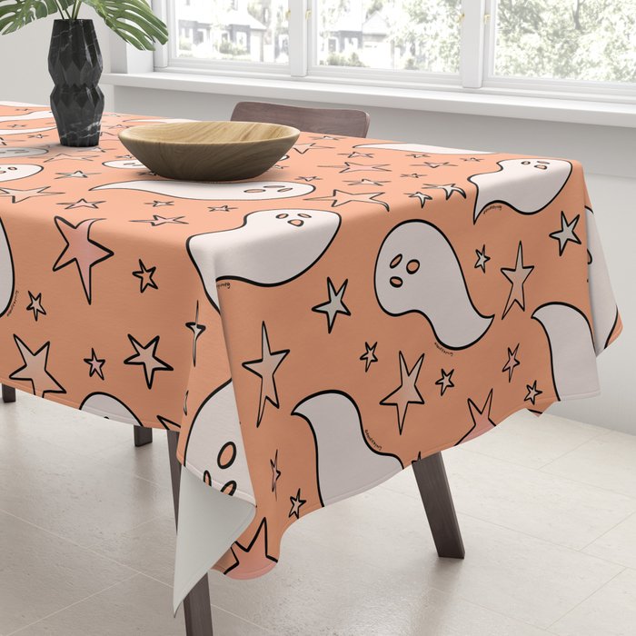 Pastel Ghost Print in Peach Tablecloth Gallery Image 3